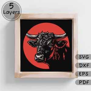 Multilayer 3D Cow Head SVG for Cricut, Layered Paper Art, Shadow Box Template, Instant Download, Laser Cut Vector