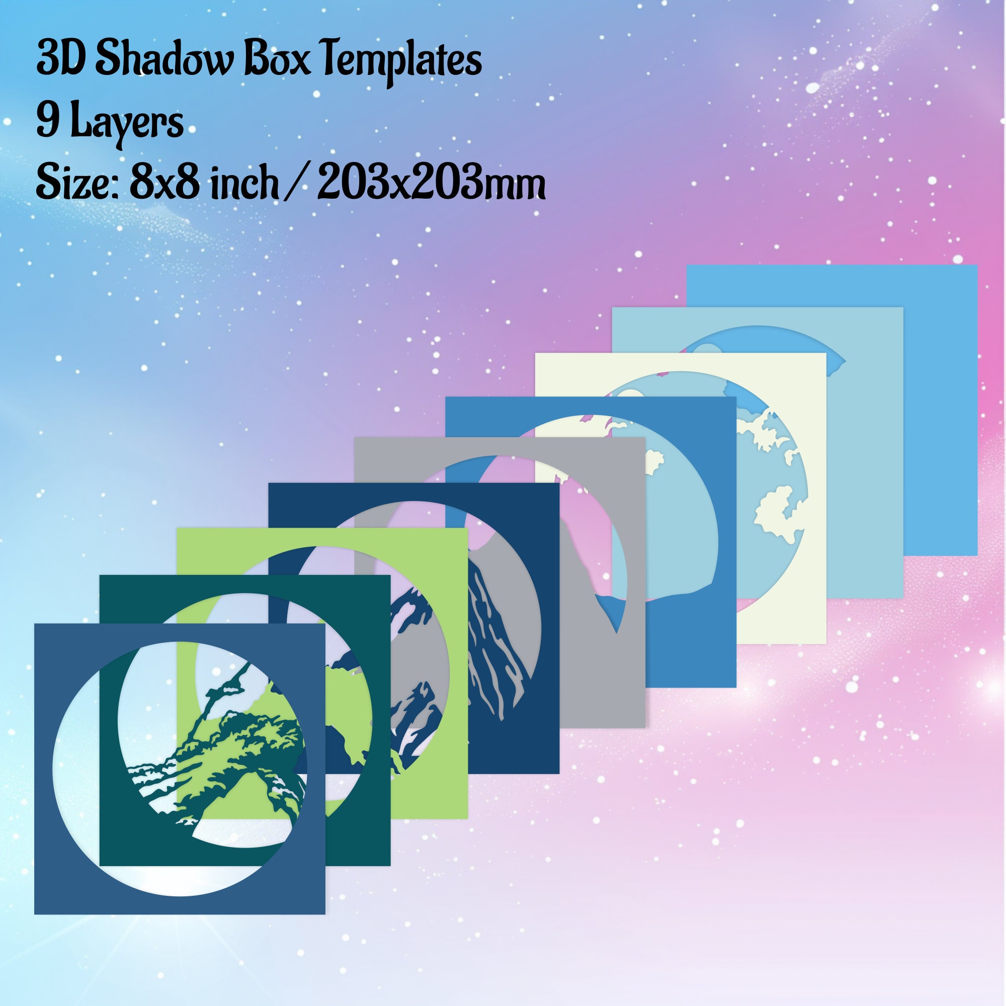 3D Shadow Box Templates, Layered 3d Mountains Svg, Cut Files for Cricut ...