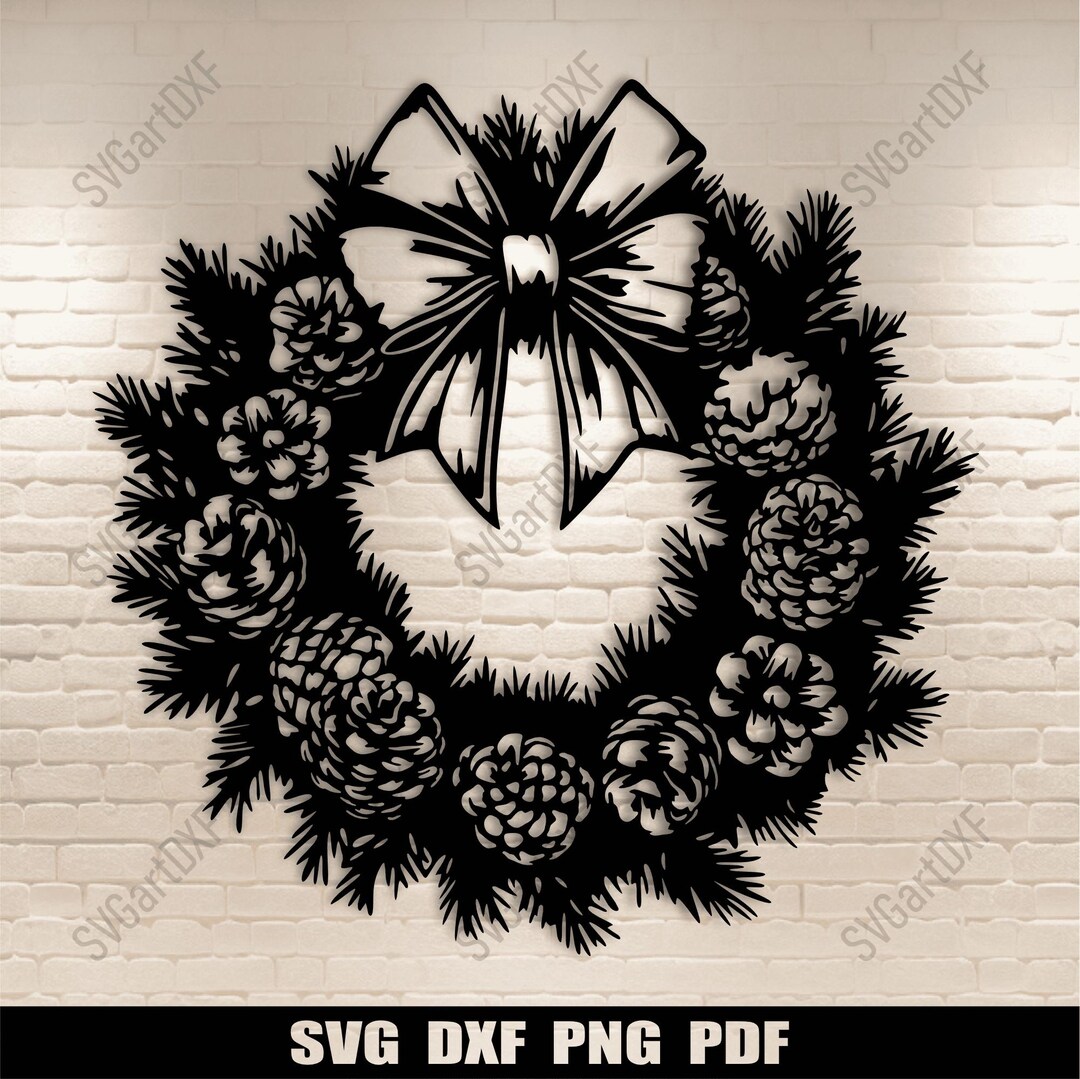 Christmas Wreath Svg, Cut Files for Cricut, Png for Sublimation, Dxf ...