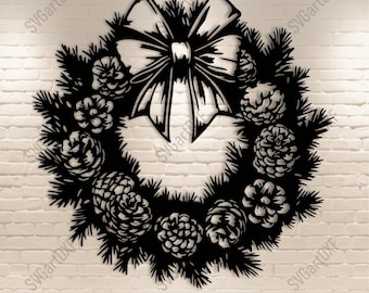 Christmas Wreath Svg, Cut files for Cricut, Png for Sublimation, Dxf for Laser cut, Silhouette cutting files, DIY Christmas Decoration