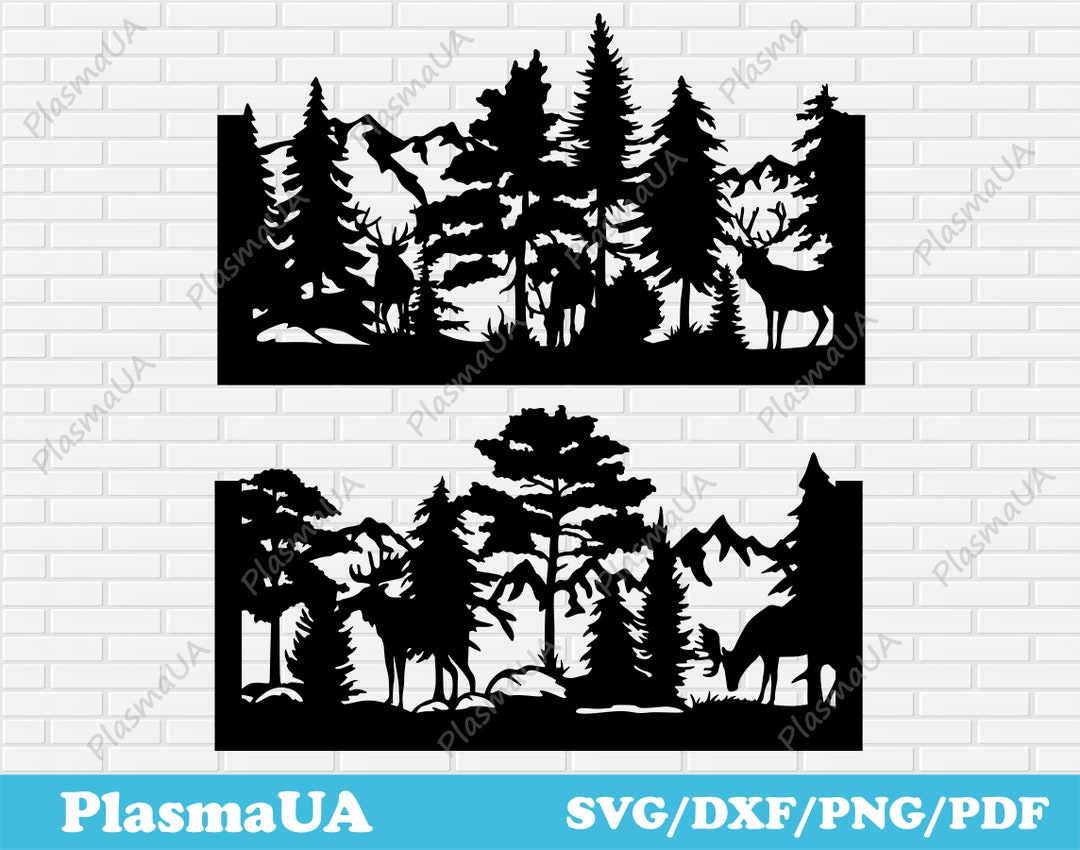 Wildlife Scene Dxf Svg Cut Files for Cnc Cutting, Railing Dxf for Laser