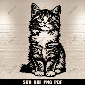 Chaton mignon Svg pour projets Cricut & Silhouette, Dxf pour découpe laser, conception de sublimation de chat