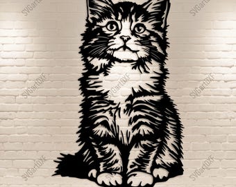 Chaton mignon Svg pour projets Cricut & Silhouette, Dxf pour découpe laser, conception de sublimation de chat