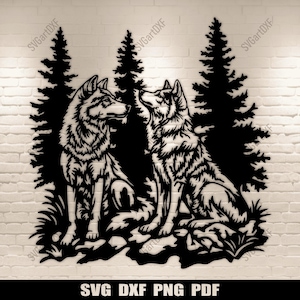 Lupi Svg per progetti Cricut e Silhouette, Lupo Dxf per CNC, file di taglio laser, design a sublimazione