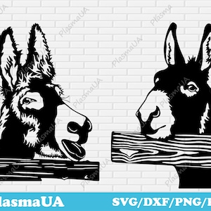 Peeking Donkey Svg Dxf Png Pdf files– Farm Animal Silhouette for CNC, Laser Cutting, Cricut, Glowforge & Rustic Wall Decor