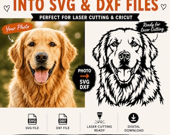 Benutzerdefinierte Haustier SVG vom Foto | Hunde Porträt SVG DXF | Laser-Cutting-Datei | Cricut Vektorgrafik