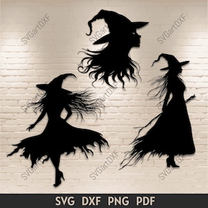 Witch SVG, Halloween Witch clipart, Spooky vibes svg for cricut, silhouette, Dxf for Laser cut, Witch T-shirt design, Glowforge cut files
