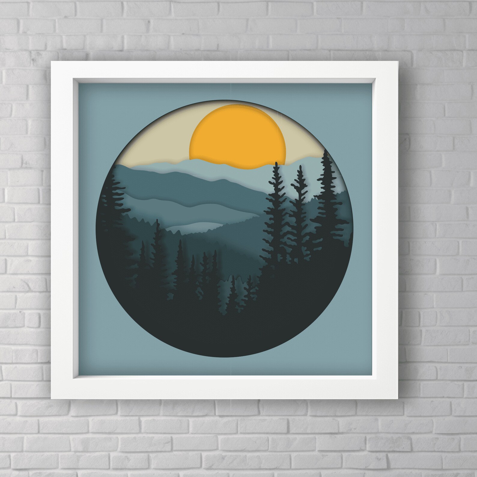3D Mountains Layered Svg, Cut Files for Cricut, 3D Shadow Box Templates ...