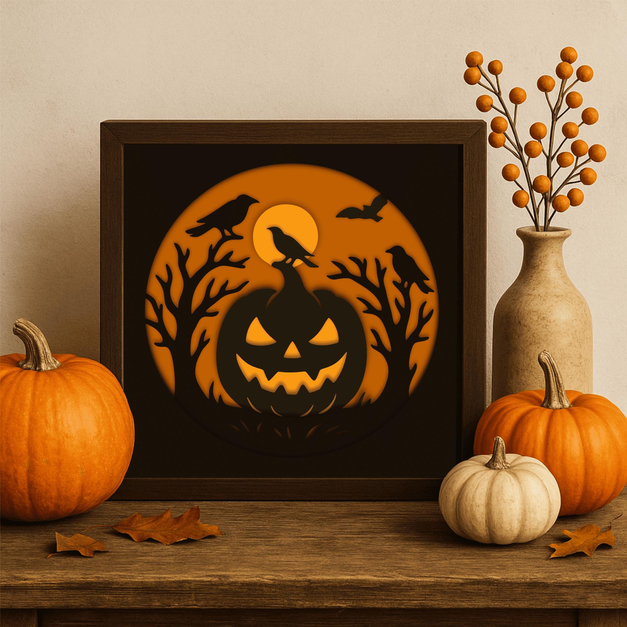 ハロウィン3Dシャドーボックス - 4つのマルチレイヤーSVG DXF EPS Pdf