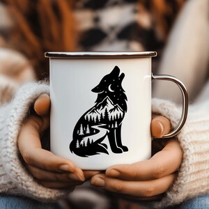 Mountain wolf silhouette cut file