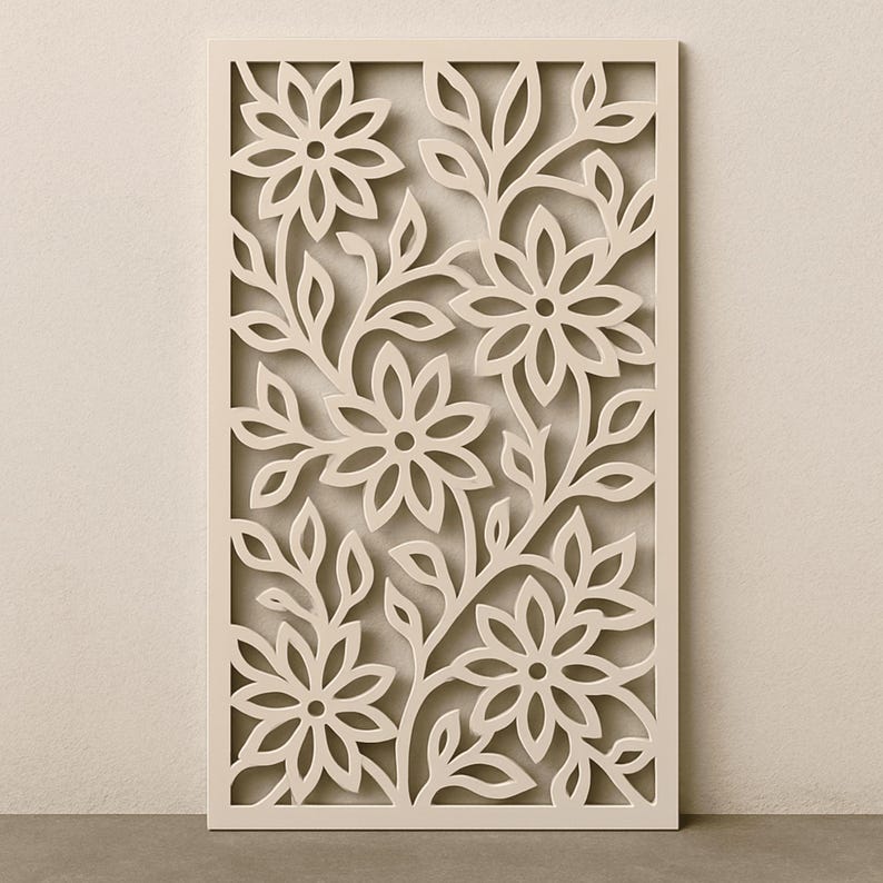 Decorative floral gate panel laser cut design