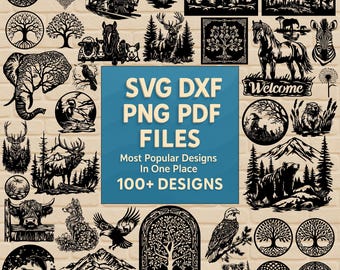 Mega SVG DXF Png Pdf Bundle | 100+ Cricut Silhouette Laser CNC Schnittdateien | Kommerzielle Nutzung Vektor-Pack