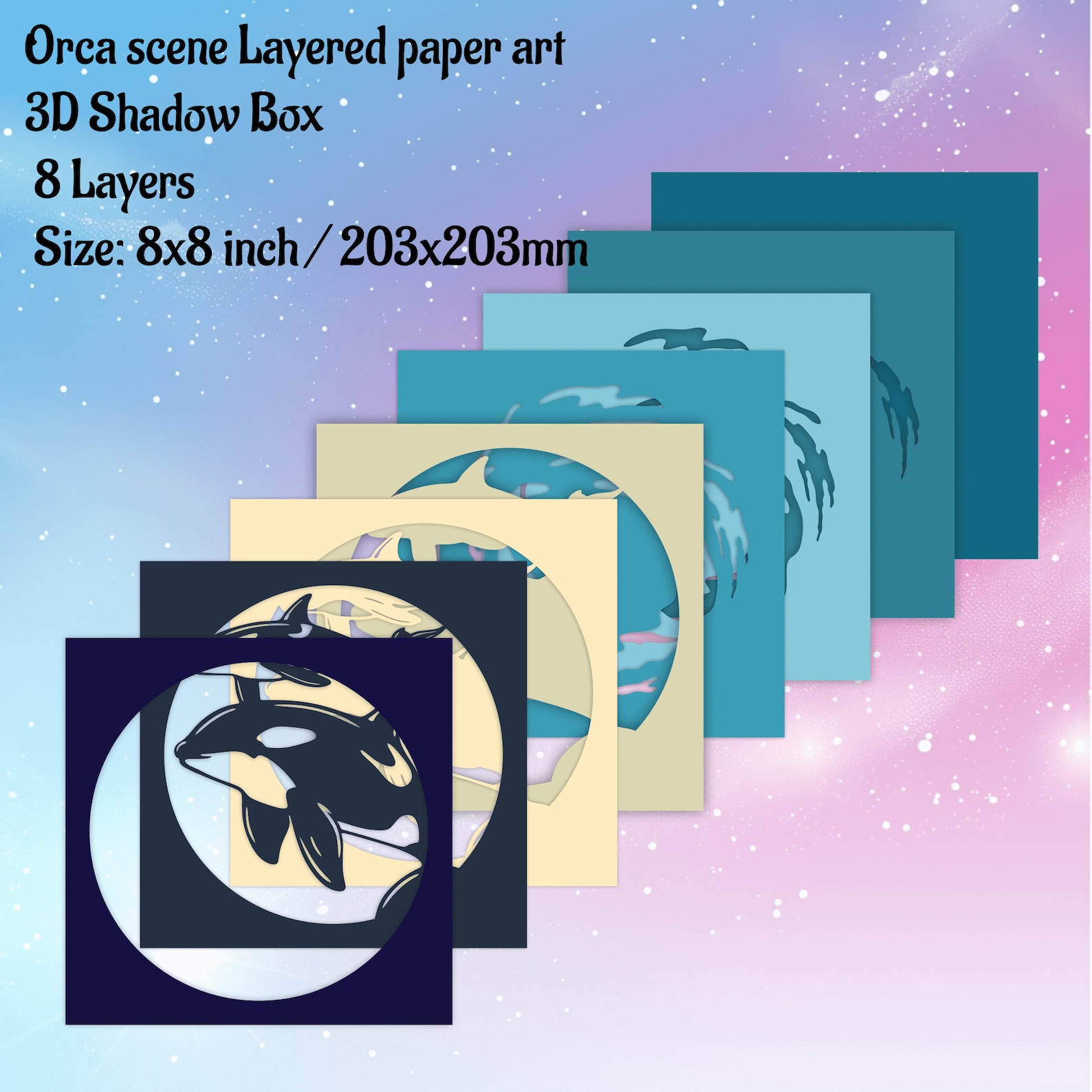 3d Orca Scene Layered Svg, Cutting Files for Cricut, 3D Shadow Box ...