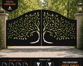 Lebensbaum-Tor (SVG/DXF), Einfahrtstor-Design, CNC-Laser-Plasma-Schnittdateien
