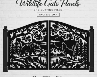 Bear and Wolf Gate DXF SVG – Wildlife Metal Panel CNC Plasma Laser Cut Files