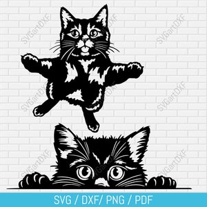 Funny Cat Svg, peeking cat svg, cat cut files for cricut, cat clipart, Cute Cat Svg, dxf for laser, vector t-shirt design, dxf for cnc