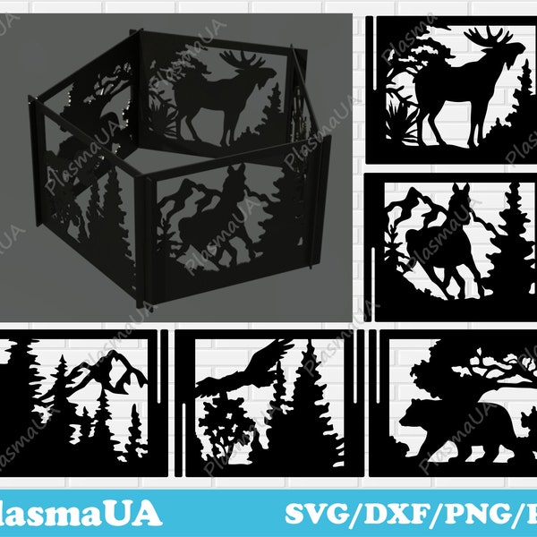 Fire pit dxf for laser cutting, dxf files for cnc plasma cutter, cnc fire pit designs, animals metal decor dxf, garden decor dxf