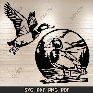 Wilde eend Svg voor Cricut, wilde eend dxf voor lasergesneden, silhouet gesneden bestanden, eend ontwerp voor Crafting Projects, dxf voor metaal snijden