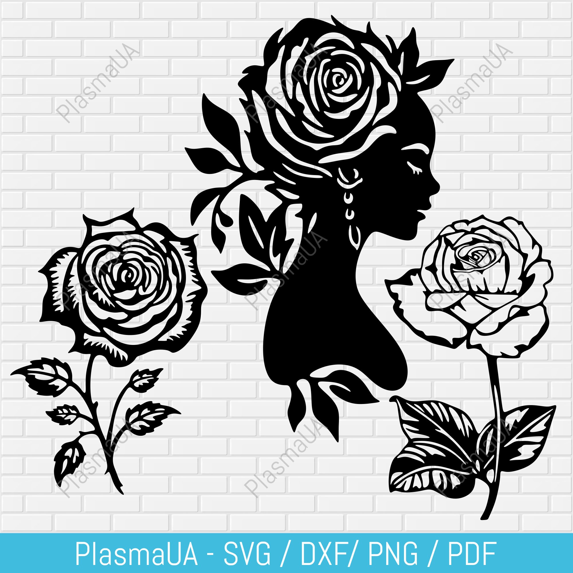 Roses silhouettes SVG By SVGPouch