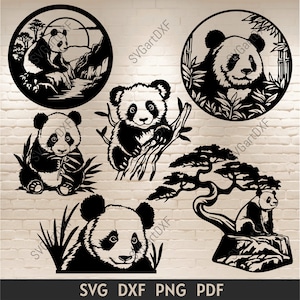 Cenas de panda Svg, arquivos de corte de panda para Cricut, panda dxf para corte a laser, cena da natureza dxf para plasma, dxf para corte cnc, arquivos svg de animais