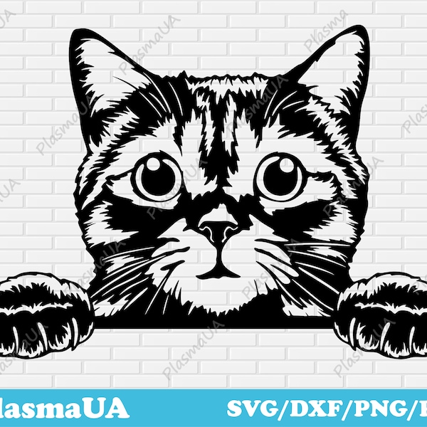 Peeking cat svg cut files, Peeking pets svg, cat for cricut, cat dxf for laser, animal dxf files, Pet portrait, t-shirt graphics, Laser cut