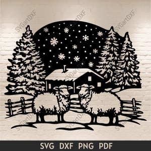 Farm Christmas Svg for Cricut, Sheep Svg, Christmas Tree Farm Svg, Dxf for Laser cut, Glowforge cut files, Instant Digital Download