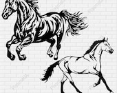 Running Horses SVG DXF, Laser Cut Vector Files, CNC Plasma Cutting Design, Horse Silhouette Art