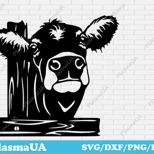 Calf Svg Dxf – Peeking Farm Animal Cutting Files for Cricut, Glowforge & CNC Laser, Rustic Barn Wall Art Digital Download
