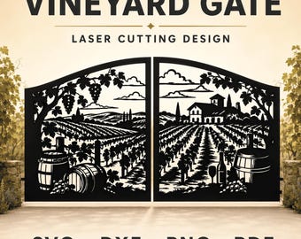 Weinbergtor (SVG, DXF, EPS), Laserschnittdatei, Metallpaneel für Weingüter, Eingang für Weingüter (CNC-Plasma, Wasserstrahlschneiden)