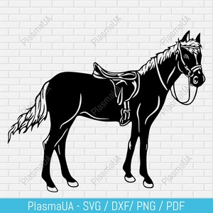 Horse with a saddle Dxf for Laser cut, Cnc art cut wood, horse svg for Cricut and Glowforge, Vector engraving files, Instant Downloads