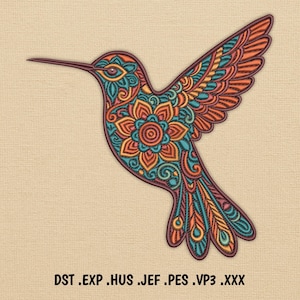Hummingbird Embroidery Design | Bird Machine Embroidery File | Dst Exp Hus Jef Pes Vp3 Formats | Instant Digital Download