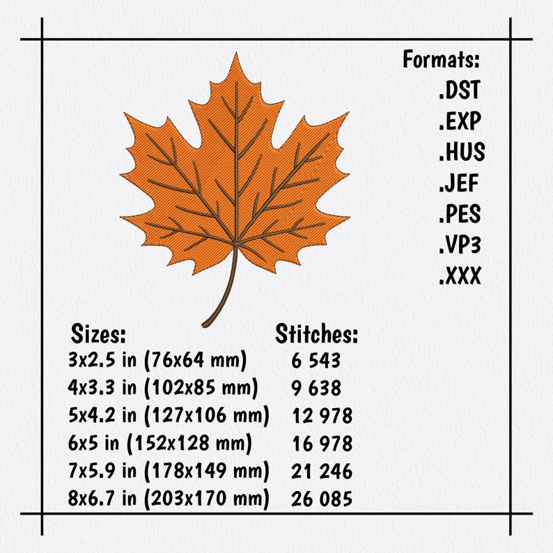 Maple Leaf Machine Embroidery Design – Autumn Fall Applique for Clothes ...