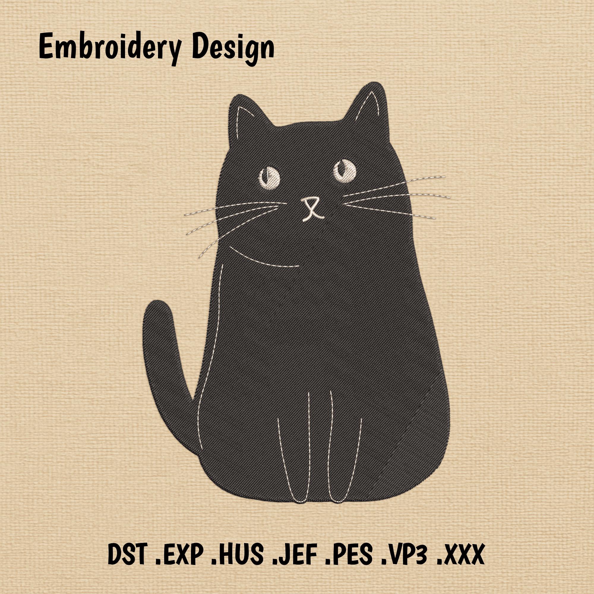 Cat Machine Embroidery Design – Kitty Applique for Clothes, Bags and ...