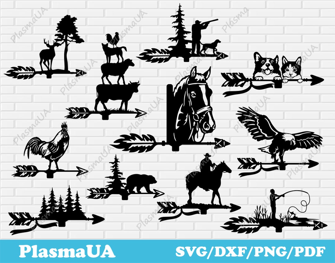 Weather Vane Dxf Files, Cnc Cutting Files for Laser, Weather Vane for