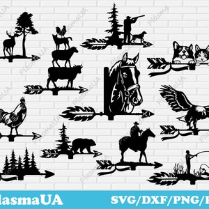 Archivos dxf de veleta, archivos de corte cnc para láser, veleta para corte de plasma, animales decoración del hogar svg, veleta de caza, dxf para corte de arte