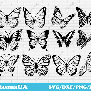 Clipart papillons, fichiers svg, fichier de coupe dxf, papillons svg, dxf pour laser, dxf pour cnc, svg papillon, gravure laser, téléchargement numérique
