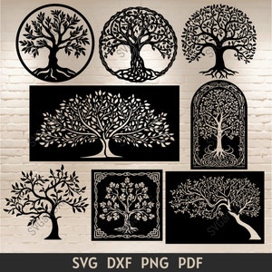 Baum-Panel Dxf-Dateien für den Laserschnitt, Baum Kunst Designs für Cricut, Baum CNC-Dateien für den Laserschnitt, Wandmetall-Dekor diy, Kunstschirm-Dxf