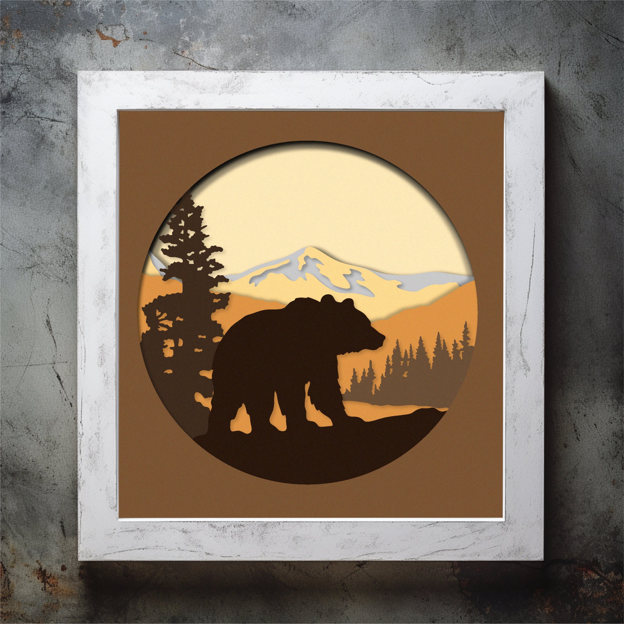 3D Shadow Box Svg Dxf Cutting Files for Cricut, Laser Cut, 3D Bear ...