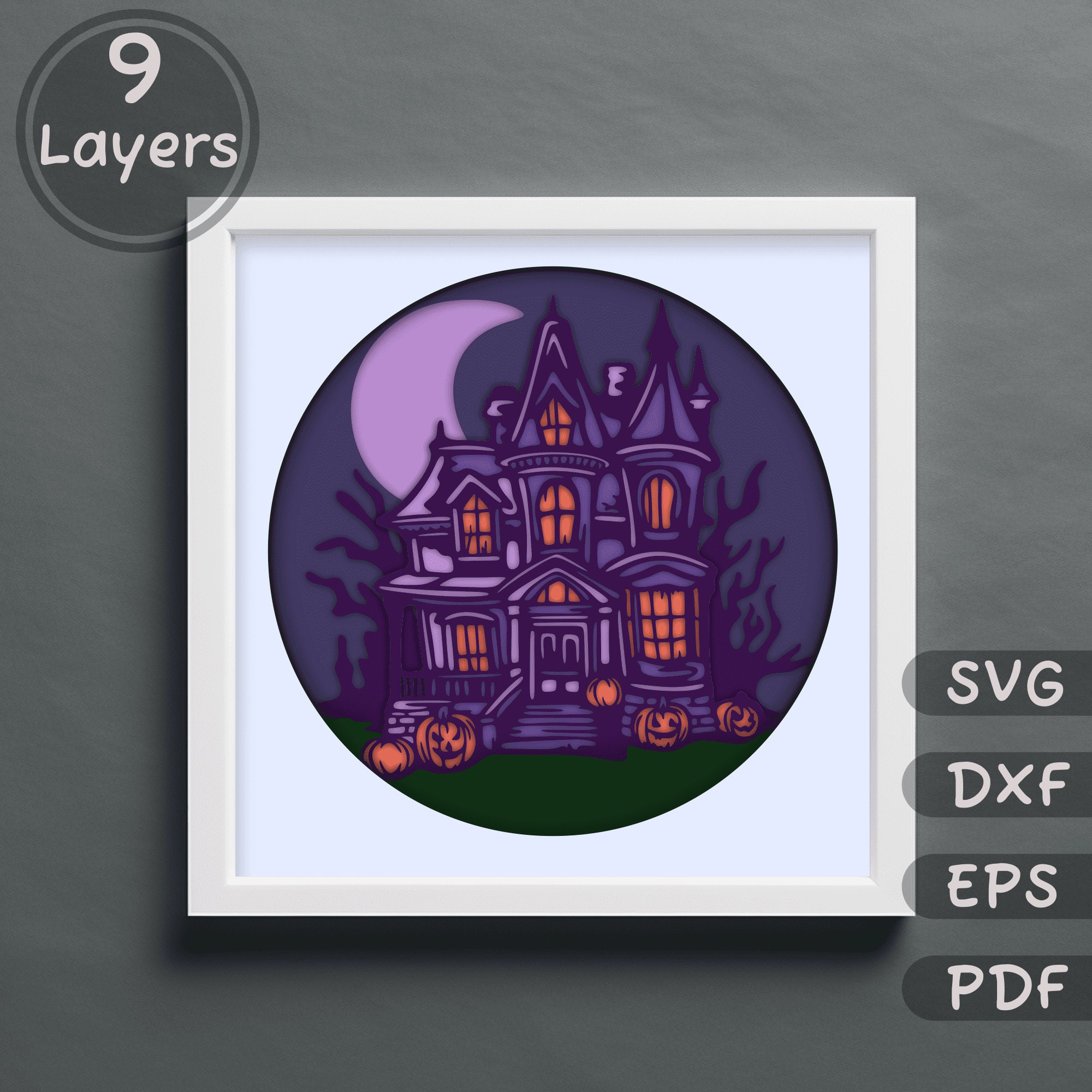 Halloween Shadow Box Svg, Haunted House Svg for Cricut Machine ...