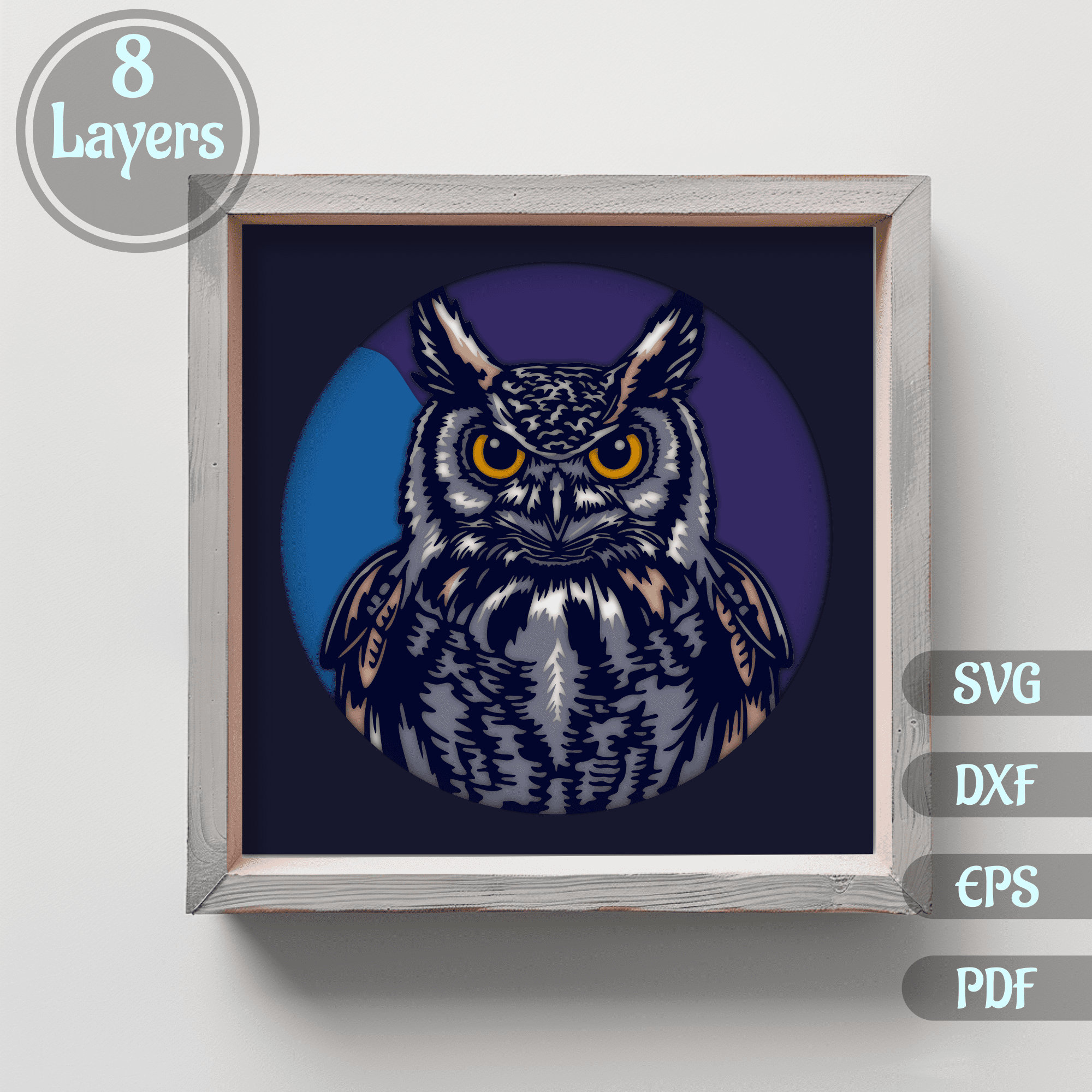 Owl 3D Shadow Box Templates, 3d owl layered svg cut files for Cricut, Owl dxf for Laser cut, Silhoue
