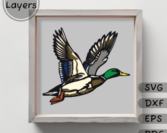 3D Mallard Shadow Box SVG DXF Cutting files: Cricut, Silhouette Projects, DIY Papercut Art for Home Decor