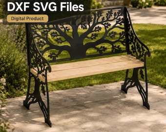 Tree Garden Bench DXF SVG Files, Metal Bench Plans for Laser and Plasma Cutting