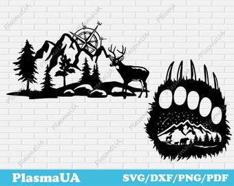 Wildlife Scene Deer 2 DXF / SVG File for Plasma, Laser, Waterjet ...