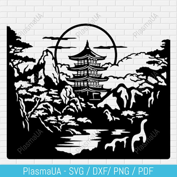 China svg, nature of China svg, dxf nature for laser cut, cnc design, svg cut file for cricut, wall art dxf, silhouette nature, Asia svg