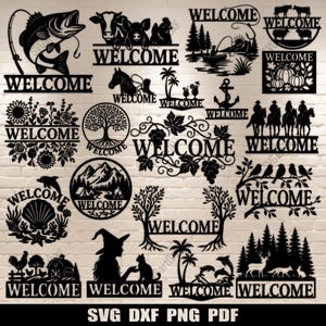 Welcome Sign Bundle – SVG DXF designs| Decorative CNC Plasma Laser Projects, Cutting Files for Cricut, Glowforge & Silhouette