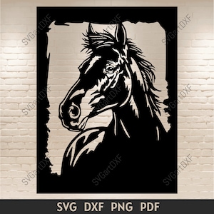 Pferd Panel Dxf für Laser cut, Dxf Pferd für Plotter, Pferd für Cricut, Silhouette schneidedateien, Pferd CNC, Pferd Metall schneiden Datei