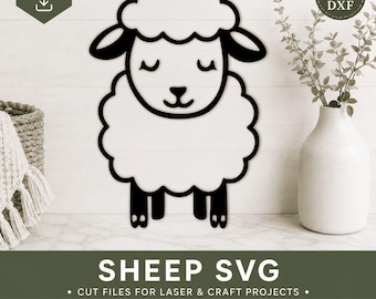 Schaf-SVG-Datei, Schneidedatei für Cricut, Glowforge, DXF-Laserdesign – Digitaler Download