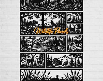 Wildlife SVG, Forest Animal DXF Laser Cut Files, Deer Bear Moose Wolf CNC Designs