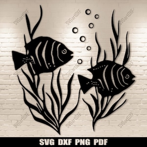 Aquarium Fisch SVG, Cricut & Glowforge Projekte, Dxf für CNC, Printable Art, Vinyl Schneidedateien, DIY Wandaufkleber