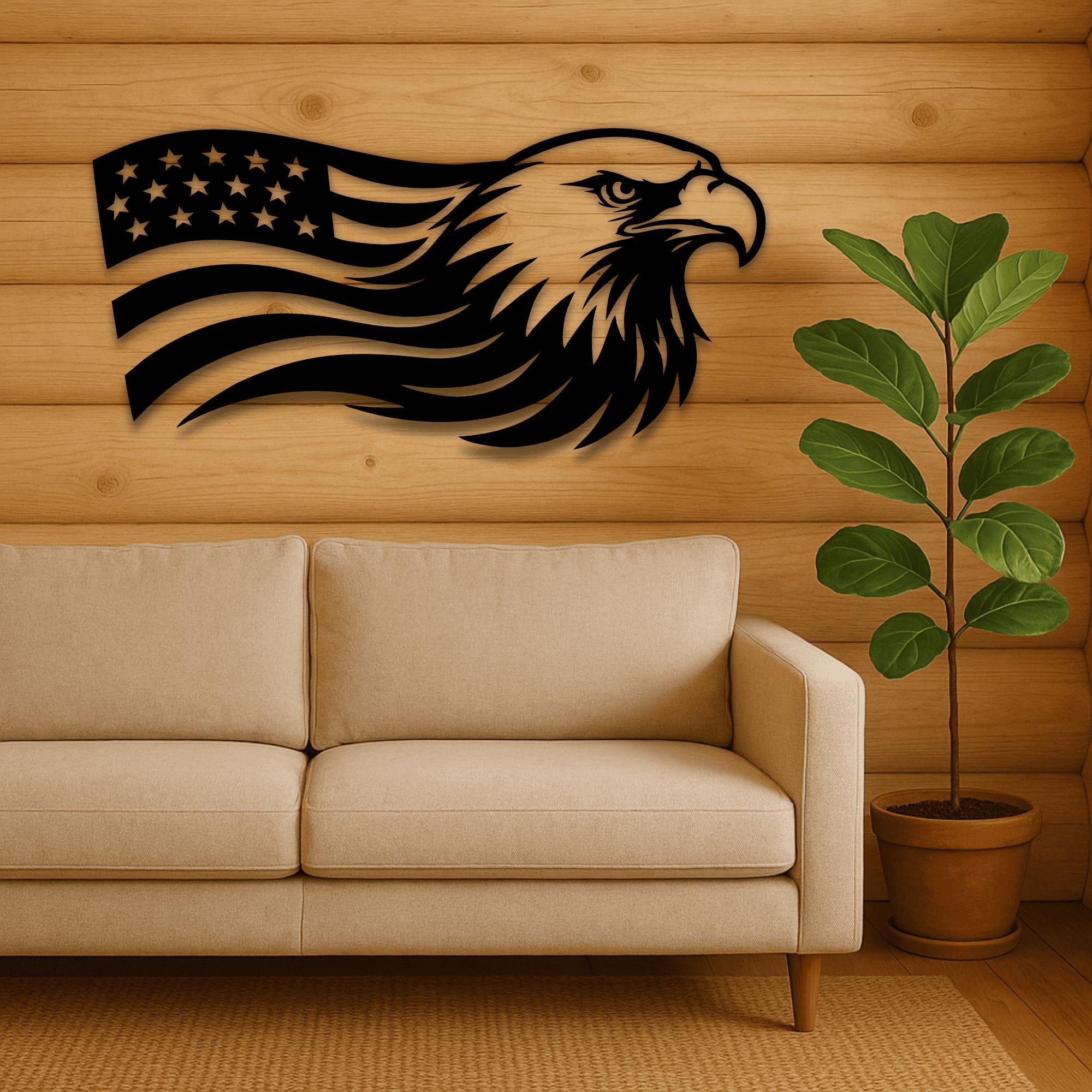 American Eagle Flag SVG DXF – Patriotic Eagle Head Cut File for CNC ...